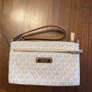 Michael Kors Beige Monogram Wristlet